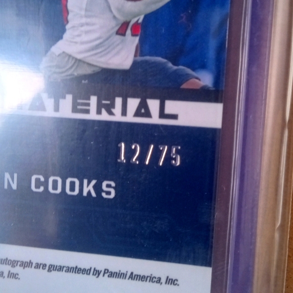 🏈🏆Brandon Cooks "Obsidian Auto - Player-Worn Red Patch 12/75 Insert" Card🏆🏈 - Picture 5 of 7